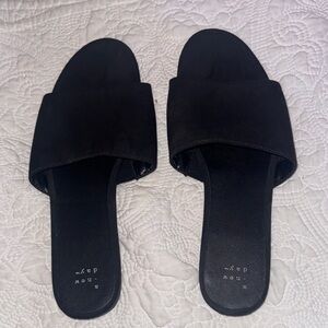 a new day Black Slide Sandals